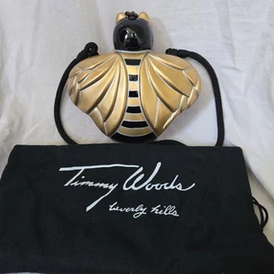 Timmy Woods Beverly Hills Bumble Bee Purse Handmade Acacia Wood Clutch Excellent - Picture 1 of 12
