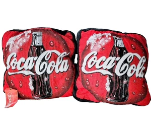 Coca-Cola Coke Bottle Bubbles Retro Red Tapestry Throw Pillow 18” x 18”Set of 2 - Picture 1 of 10