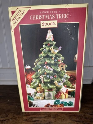 VTG SPODE Christmas Tree Covered Candy/Cookie Jar 9’ Christmas Decor New In Box - Image 1 of 4