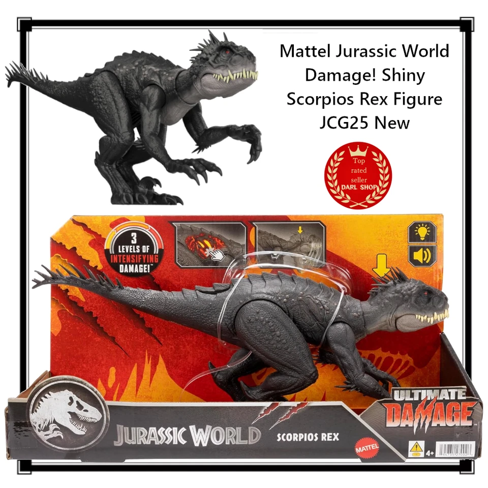 Mattel Jurassic World Damage Shiny Scorpios Rex Figure JCG25