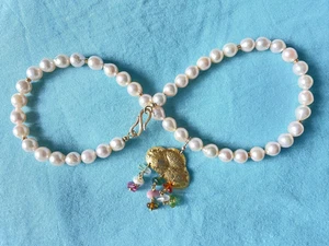 585 GG Misani Milano pendant and S clasp, pearl necklace L 39 cm - Picture 1 of 10