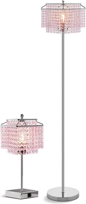 Crystal Floor Lamps+Pack Crystal Table Lamp, LED Bulb Included, Pink - Image 1 of 4