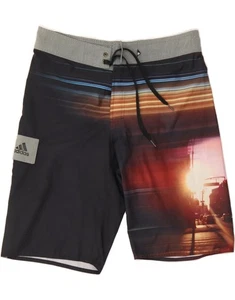 ADIDAS Mens Graphic Swimming Shorts Medium Black Striped Polyester AP09 - Picture 1 of 3