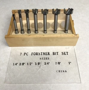 7 Piece Forstener Wood Boring Drill Drilling Bore Bit Tool Set Forstner Kit - Picture 1 of 10