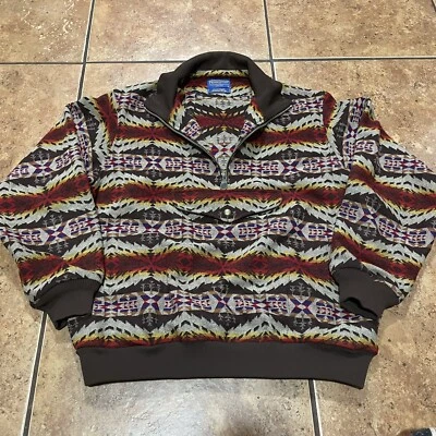 VTG Pendleton Native Sweater Men’s L Aztec Wool Pullover 1/4 Zip Anorak Jacket - Image 1 of 4