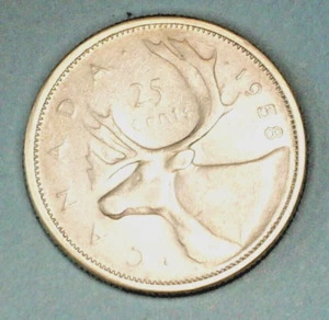 MONEDA DE 25 CENTAVOS DE PLATA CANADÁ (1) 1958 EXTRA FINA/CASI SIN CIRCULAR 0,8000 - Imagen 1 de 2