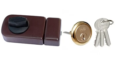 Kastenschloss 50 Zusatzschloss Türzusatzschloss + Außenzylinder Türschloß Braun - Bild 1 von 3