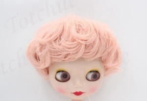 12" blythe doll head with hair and eyechips custom pink short hair boy - Picture 1 of 1