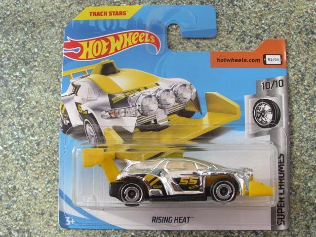 Hot Wheels 2018 #145/365 RISING HEAT yellow super chromes New casting 2018 - Image 1 of 2