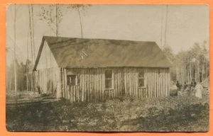 Portrait of Warlicks Log Cabin Old Real Photo Postcard 1910s - Picture 1 of 3