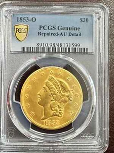 1853-O $20 Gold Liberty NGC AU Details. RARE. - Picture 1 of 2