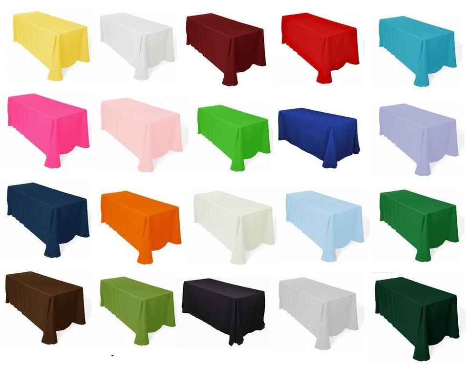 Lote de 10 Manteles Poliéster 90"×132" 18 COLORES Hechos en EE. UU. Banquete Rectángulo Foto 1 de 1