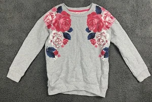 Gymboree Girls Large 10-12 Floral Sequins Grey High Low Sweatshirt Top 10 12 L - Picture 1 of 11