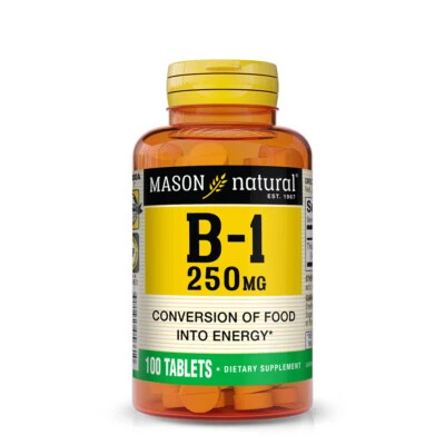 Mason Natural Vitamina B1 Tiamina 250 mg Apoya la Salud Inmune Nerviosa 100 Comprimidos Foto 1 de 4