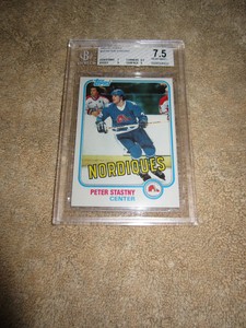 Peter Stastny 1981-82 Topps Hockey Rookie Card RC #39 graded grade BGS 7.5 NrMt+