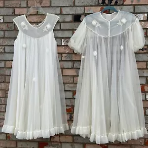 RoVel of California Vintage Weiß M Braut Trousseau Peignoir & Nachthemd Set - Bild 1 von 24