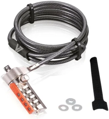 V7 SLC4000-13NB Portable Security Cable With Combo Lock - Resettable - 4-digit - Image 1 of 3