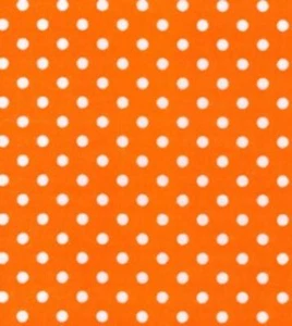 Printed Polycotton Craft Fabric Material - POLKA DOTS ON ORANGE - Picture 1 of 2