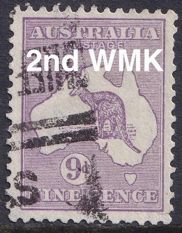 9d KANGAROO VIOLET SECOND WATERMARK 2nd WMK roo B/W ACSC 25 A SG 27 Cover