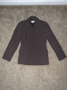 BLAZER MUJER ANN TJIAN FOR KENAR PETITES TALLA 6P BOTONES OCULTOS FORRADO MARRÓN - Imagen 1 de 5