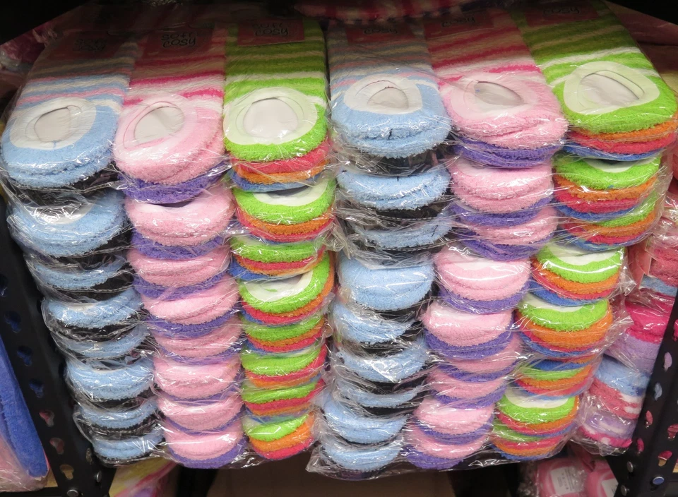 240 Pairs Wholesale Lot Womens Colorful Soft Fuzzy Ankle Slipper Socks With Grip - Image 1 of 1