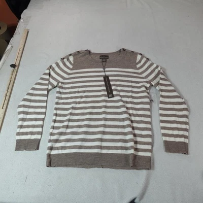 Fenn Wright Manson Sweater Womens XL Brown Striped 100% Merino Wool Knit Top - Image 1 of 4