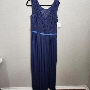 Abito da sposa David's donna 14 blu marino lungo pizzo rete damigella F19328 - Foto 1 di 18