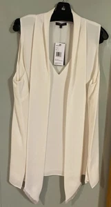 Neu mit Etikett Lafayette 148 Trägerbluse 100 % Seide Tunika Damen 16 cremefarben UVP $ 398 - Bild 1 von 7