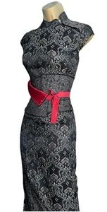 Karen Millen ❤️ Size 10 UK US 6 Black Jacquard Tapestry Oriental Chinese Dress - Picture 1 of 20