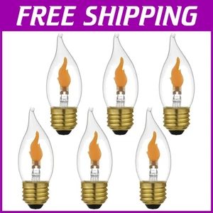 Realistic Flickering Candle Bulbs, Warm Amber Glow - 6 Count - Picture 1 of 8