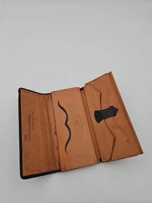 Carteira de couro vintage talão de cheques vintage - Imagem 1 de 4