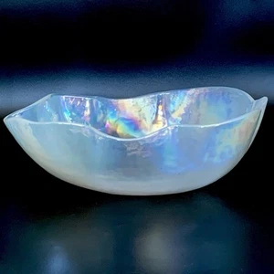Yalos Casa MURANO Centerpiece Bowl Opalescent Iridescent White Large 13" - Picture 1 of 15