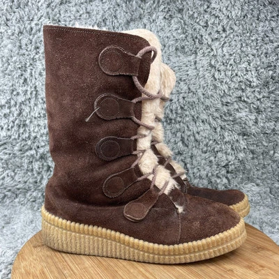 Botas Sears Mujer 9 M Cuero Gamuza Imitación Piel Sherpa Forradas Invierno EE. UU. DE COLECCIÓN AÑOS 70 Foto 1 de 4