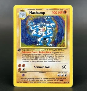 Pokémon TCG Machamp Holo 1st Edition Base Set #8/102 Holo Rare VTG WOTC - Picture 1 of 3