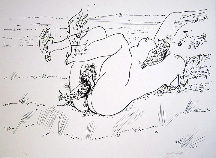 Litografía original firmada por ANDRE MASSON 1970 de "Terre erotique" Foto 1 de 1