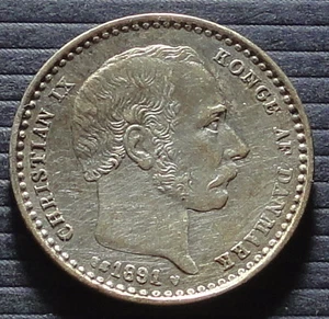 DENMARK  25  ORE  1891  (6466) - Picture 1 of 2