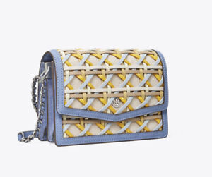 Tory Burch Robinson Woven Mini Shoulder Bag in Bluewood Size OS