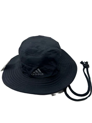 NUEVO Adidas Para Hombre UPF 50 Aeroready 3 Rayas Sombrero Cubo-Negro OSFM Foto 1 de 2