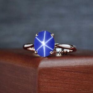 Star Sapphire Ring Sterling Silver 925 Blue Star Sapphire Ring Silver Lindy Star