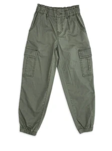 Girls Joggers Wonder Nation Paperbag Waist Cargo Green Sz 7/8 Cotton/spandex - Picture 1 of 14