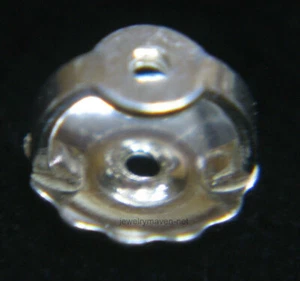 Pendiente único de tornillo roscado de oro blanco de 14 K pesado de 0,041" tuerca trasera hecho en EE. UU. - Imagen 1 de 5