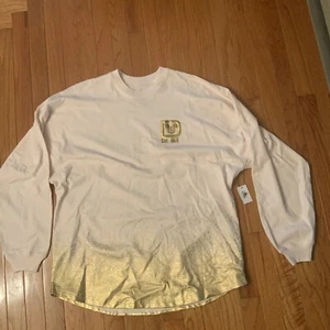 Walt Disney World Spirit light pink Shirt Gold Graphic Splatter Long Sleeve Nwt - Picture 1 of 17