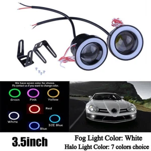89mm Car Projector LED Fog Light Lamp Round Purple Halo Angel Eye Ring Bulbs 3.5 - Picture 1 of 9