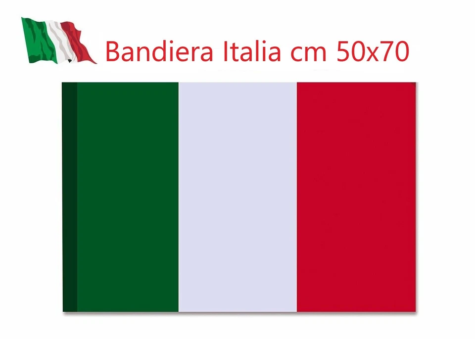 BANDIERA  TRICOLORE ITALIA IN POLIESTERE CM h 50x70 CON PASSANTE -ANELLO -ASOLA - Image 1 of 1