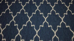 BALLARD DESIGNS INDOCHINE DENIM BLUE IKAT DESIGNER FABRIC REM 40" LONG X 48"W - Picture 1 of 5