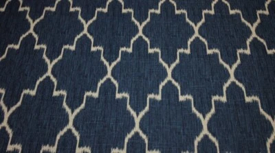 BALLARD DESIGNS INDOCHINE DENIM BLUE IKAT DESIGNER FABRIC REM 40" LONG X 48"W - Image 1 of 4