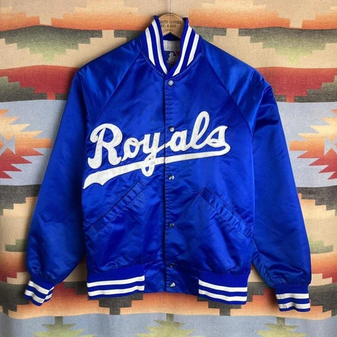 Vintage 80s Starter Kansas City Royals MLB Baseball Satin Bomber Jacket Small Cover