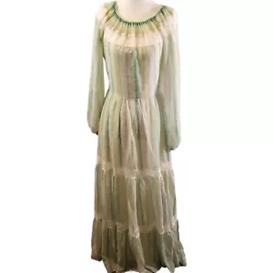 Vintage 70er Prärie Kleid Yours San Francisco Bauern Maxi Landhaus Boho Talon - Bild 1 von 24