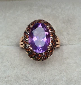 Karis Natural Amethyst and Mozambique Garnet 18K Rose Gold Bond 6.20 ctw Size 6 - Picture 1 of 8