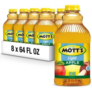 Mott's Apple Light Juice Drink 64 Fl Oz Bottle Pack Of 8 42% Fruit Juice With... - Picture 1 of 9